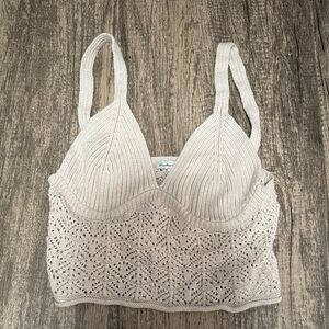 Cream Knit Crop Top